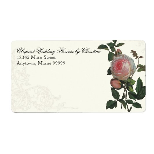 Rose botanique, noir - Étiquettes d'adresse de ret (Devant)