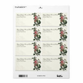 Rose botanique, noir - Étiquettes d'adresse de ret (Feuille entière)