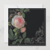 Rose botanique, noir - Faire-part de mariage (Dos)