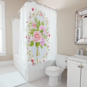 Rose botanique rideau de douche fleurie (En situation)