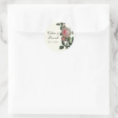 Rose botanique, Sticker Mariage noir ou Sceau (Sac)