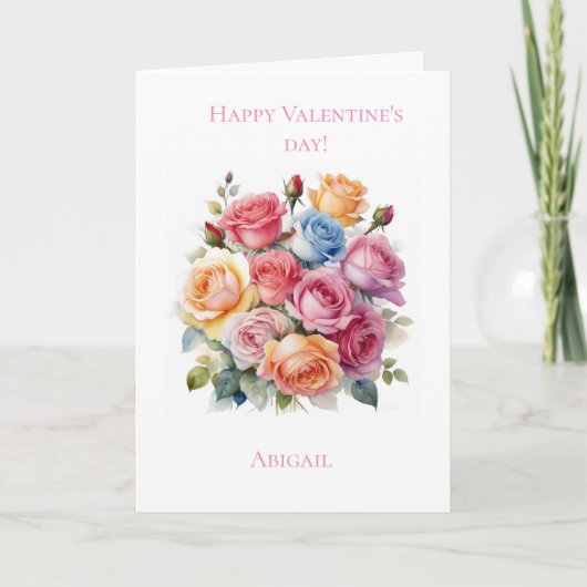 Rose bouquet Carte de la Saint Valentin pour elle (Devant)