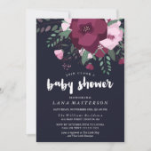 Rose Bouquet Donkerblauw Baby shower Kaart (Voorkant)