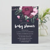 Rose Bouquet Donkerblauw Baby shower Kaart (Staand voorkant)