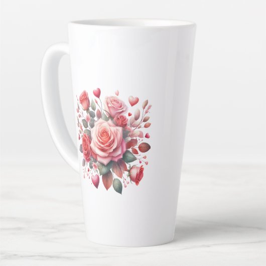 Rose Bouquet Floral Design-62103 Latte Mok (Linkerhoek)