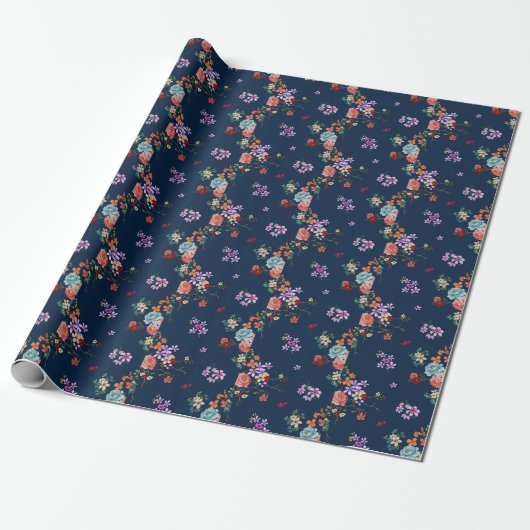 Rose Bouquet Floral Pattern Cadeaupapier (Uitgerold)