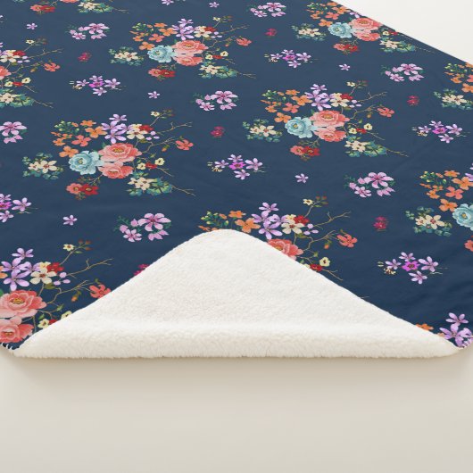 Rose Bouquet Floral Pattern Sherpa Deken (3/4)