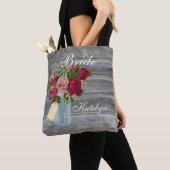 Rose Bouquet Mason Jar Persoonlijk Bride Land Tote Bag (Dichtbij)