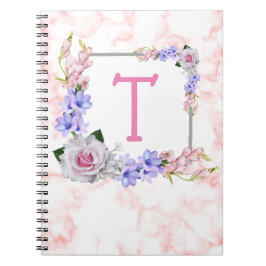 Rose Bouquet Monogram Roze Notitieboek