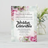 Rose Bouquet Pastel Rose Faire-part de mariage Flo (Debout devant)