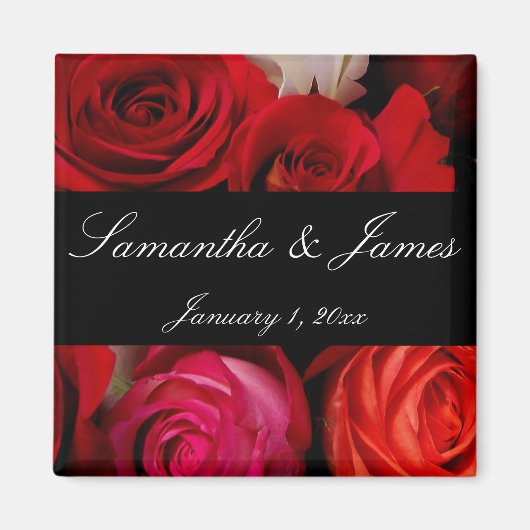 Rose Bouquet Personal Wedding Magneet (Voorkant)