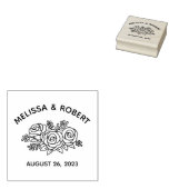 Rose Bouquet redt de date Wedding Rubberstempel (Gestempeld)