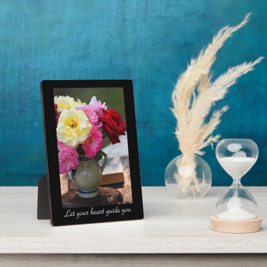 Rose Bouquet Tabletop Plaque met Easel Fotoplaat (Zijkant)