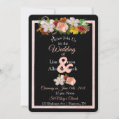 Rose Bourgogne Black Floral Faire-part de mariage (Devant)