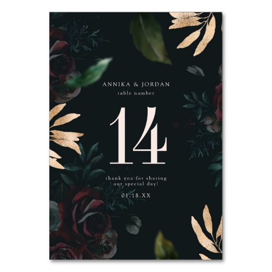 Rose Bourgogne foncé | Numéro de table de mariage (Par défaut)