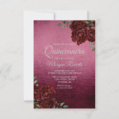 Rose bourguignon Foil Look Quinceanera Invitation (Devant)