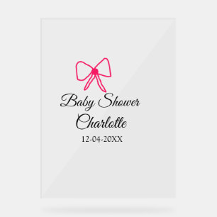 ROSE BOW SIMPLE BABY SHOWER AJOUTER LE NOM DATE MI