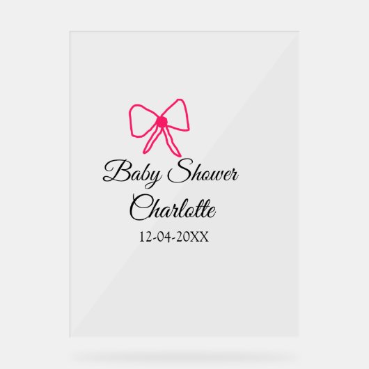ROSE BOW SIMPLE BABY SHOWER AJOUTER LE NOM DATE MI (Recto)