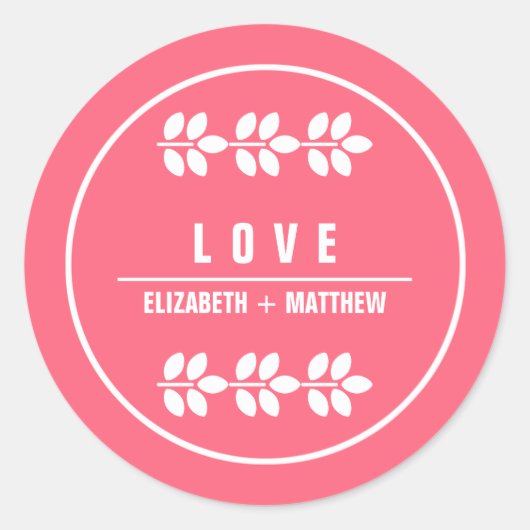 Rose | Branches Blanches Mariage Favor Stickers (Devant)