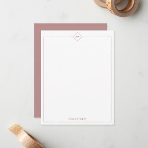 Rose Brown Minimalistisch Persoonlijk Briefpapie Notitiekaartje