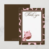 Rose + brune zèbre filles merci carte à plat (Devant / Derrière)