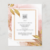 ROSE BUDGET Gold Feuilles de mariage Inviter QR Co (Dos)