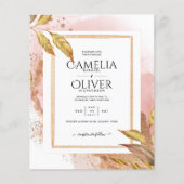 ROSE BUDGET Gold Feuilles de mariage Inviter QR Co (Devant)