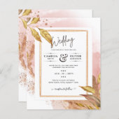 ROSE BUDGET Gold Feuilles de mariage Inviter QR Co (Devant / Derrière)