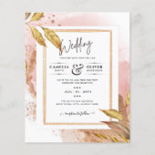 ROSE BUDGET Gold Feuilles de mariage Inviter QR Co (Devant)