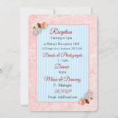 Rose Burgundy Blue Floral Faire-part de mariage (Dos)