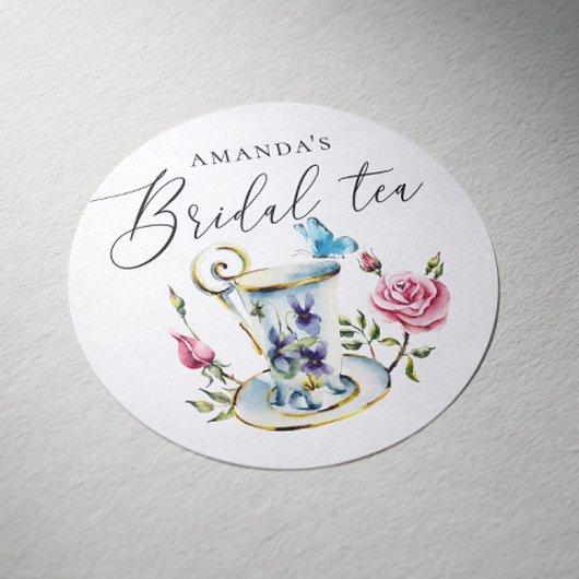 Rose & Butterfly Bruiloftsfeest | Theevisite met B Ronde Sticker