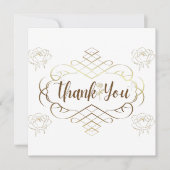 Rose, cadre doré, carte mariage, merci poste (Devant)