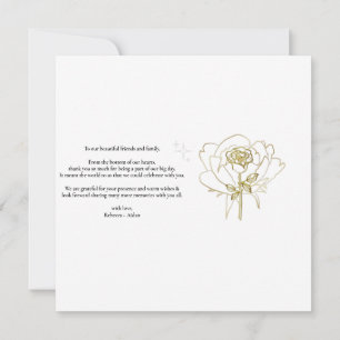 Rose, cadre doré, carte mariage, merci poste