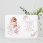 Rose Cameo Baptême Photo Invitation (Debout devant)