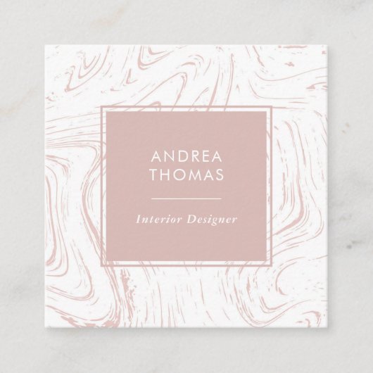 Rose carré rose motif carte de visite (Devant)