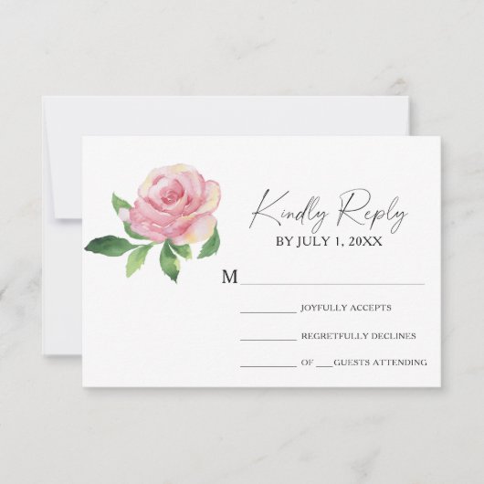 Rose - Carte de réponse de mariage (Devant)