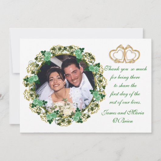 rose carte photo Merci irlandais (Devant)