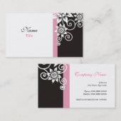 Rose : : Cartes de visite noirs et blancs élégants (Devant / Derrière)