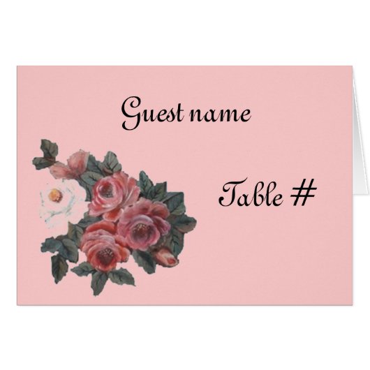 Rose - carton de table de mariage (Devant Horizontal)