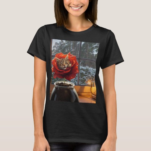 Rose Cat Dream  T-shirt (Voorkant)