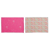 Rose chaud + À damiers taies d'oreiller