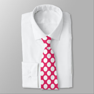 Rose chaud avec Cravate rétro Pois blanche