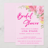 Rose Chaud Avec Invitation Rose De Douche Nuptiale (Devant / Derrière)