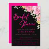 Rose Chaud Avec Invitation Rose De Douche Nuptiale (Devant / Derrière)