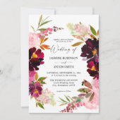 Rose chaud et blanc rose et violet Faire-part de m (Devant)