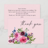 Rose chaud et bleu marine Carte de remerciements f (Devant / Derrière)