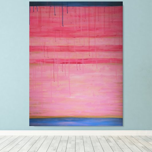 Rose chaud et marine Abstrait 1 - Impression de to (Insitu (Plancher de Bois))