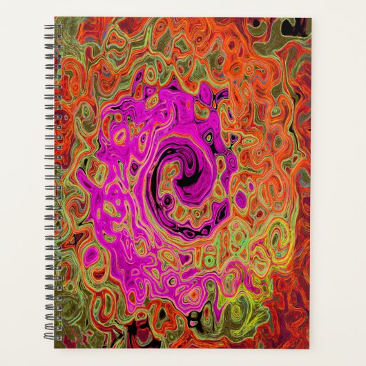 Rose Chaud Groovy Abstrait Rétro Tourbillon Liquid (Devant)