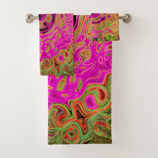Rose Chaud Groovy Abstrait Rétro Tourbillon Liquid (En situation)