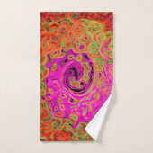 Rose Chaud Groovy Abstrait Rétro Tourbillon Liquid (Serviette à main)
